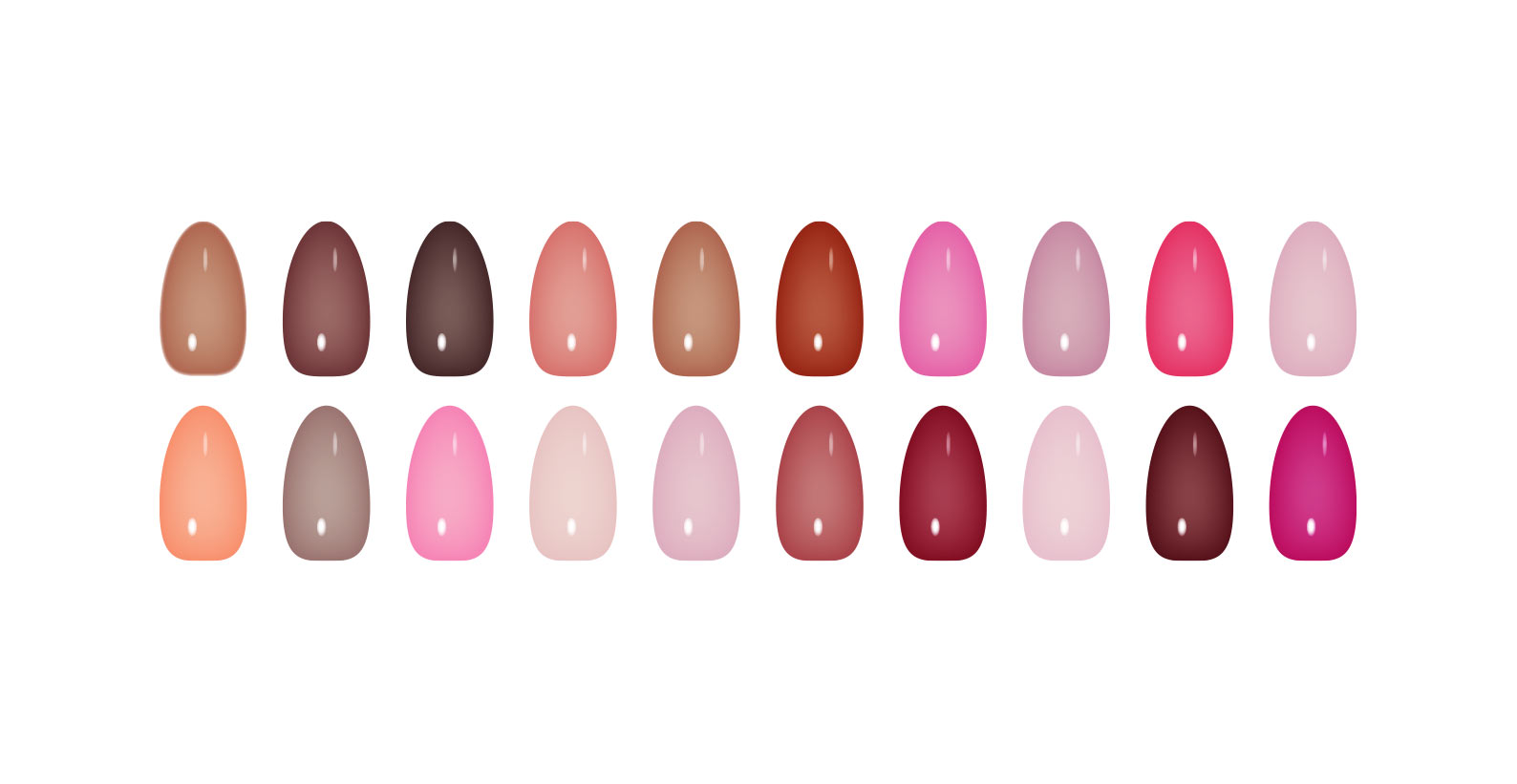 Nail color shade swatches